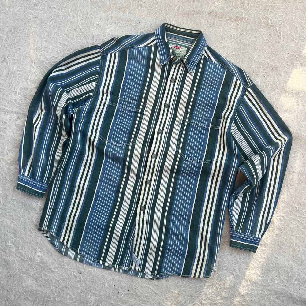 Levi's Men's Blue Stripe Casual Button-Down Shirt